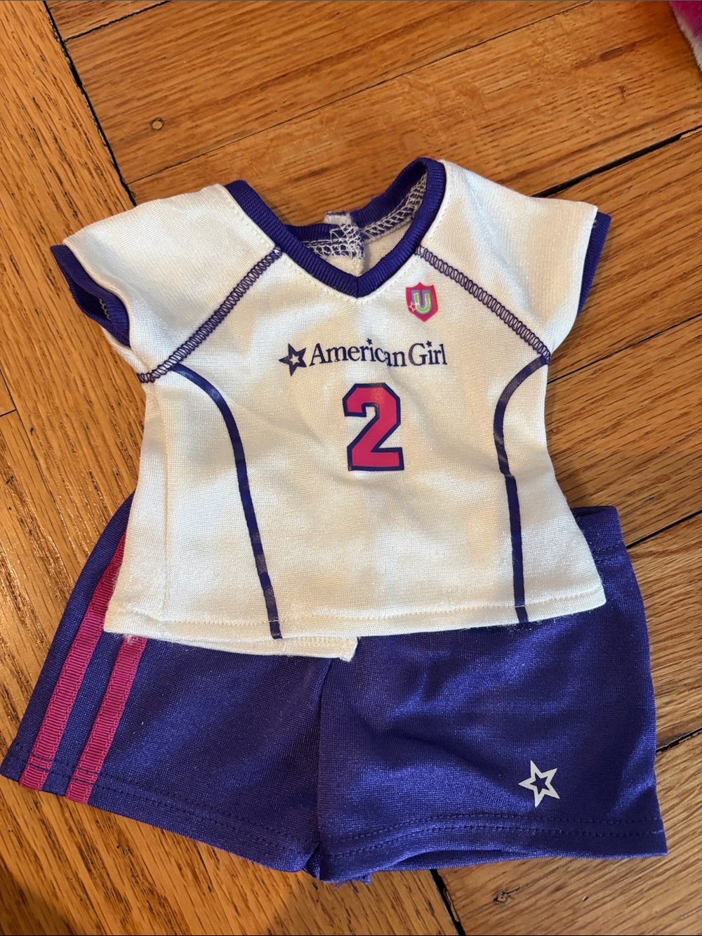 American Girl White & Purple Athletic Tee with Pink Number 2